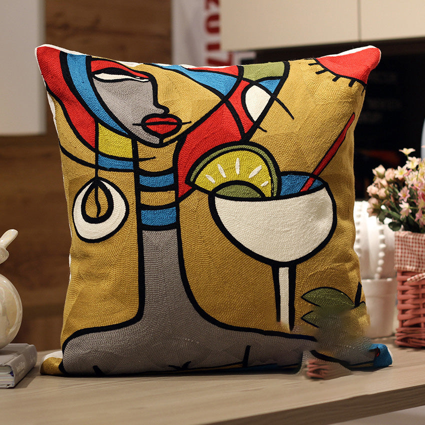 KTX-002323 Cartoon Embroidered Pillowcase with Unique Designs in Cotton and PP Cotton Filling