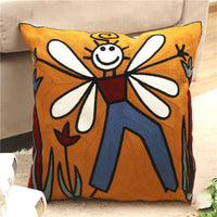 HKM-002323 Cartoon Embroidered Pillowcase with Unique Designs in Cotton and PP Cotton Filling