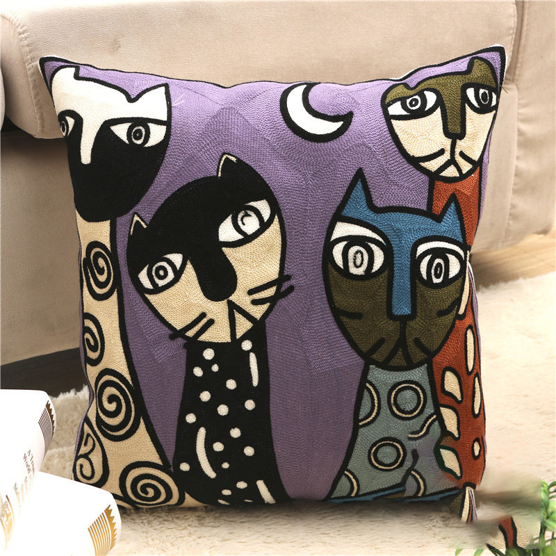 KTX-002323 Cartoon Embroidered Pillowcase with Unique Designs in Cotton and PP Cotton Filling