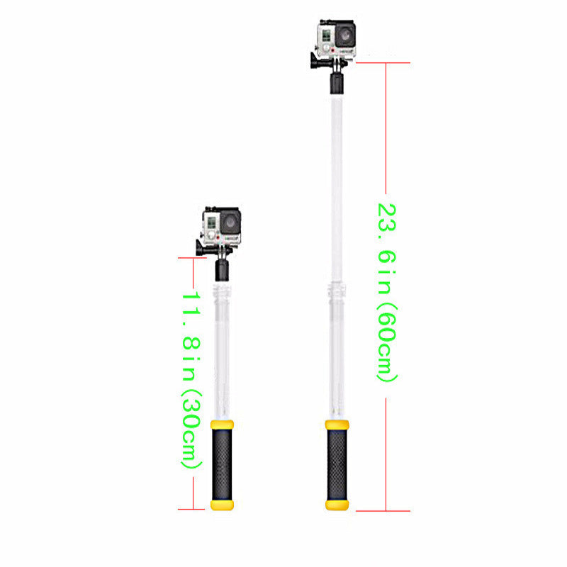 HKM-002323 Transparent Selfie Stick for GoPro with Diving Buoyancy Rod and Special Adapter