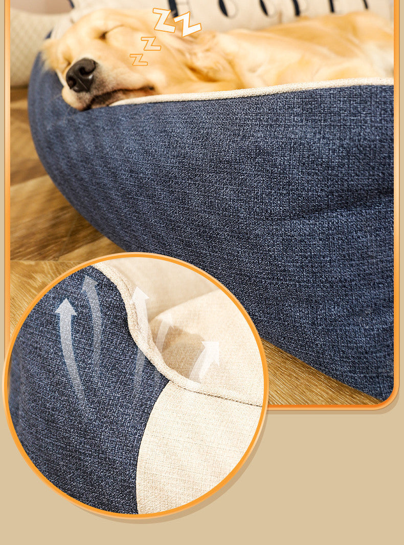 HKM-002387 Four Seasons Removable and Washable Dog Bed with High Backrest, Available in Multiple Sizes