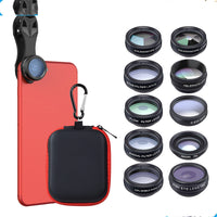 HKM-002451 10-in-1 Universal Mobile Phone Lens Set with Fisheye, Wide-Angle, and Macro Features