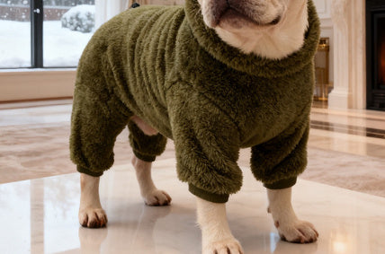 HKM-002515 Warm Military Green Cotton Pullover for Pets - Unisex, Various Sizes Available