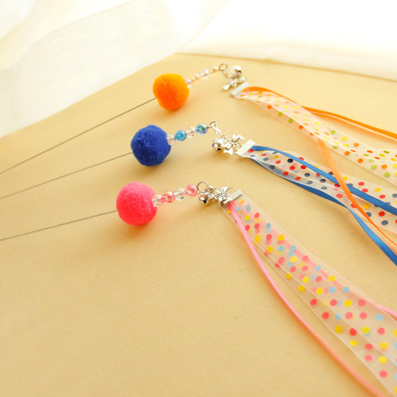 HKM-002579 Colorful Funny Cat Wand with Streamer Ribbons – 37cm & 47cm Length
