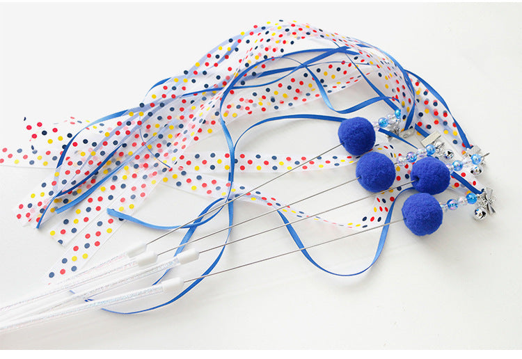 HKM-002579 Colorful Funny Cat Wand with Streamer Ribbons – 37cm & 47cm Length