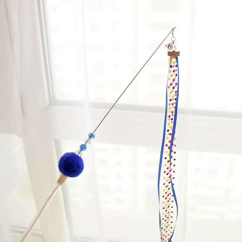 HKM-002579 Colorful Funny Cat Wand with Streamer Ribbons – 37cm & 47cm Length