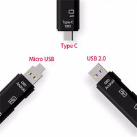 HKM-002643 Type-C Micro USB OTG Hub Adapter with TF Card Reader Compatibility