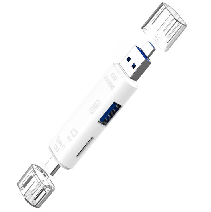 HKM-002643 Type-C Micro USB OTG Hub Adapter with TF Card Reader Compatibility