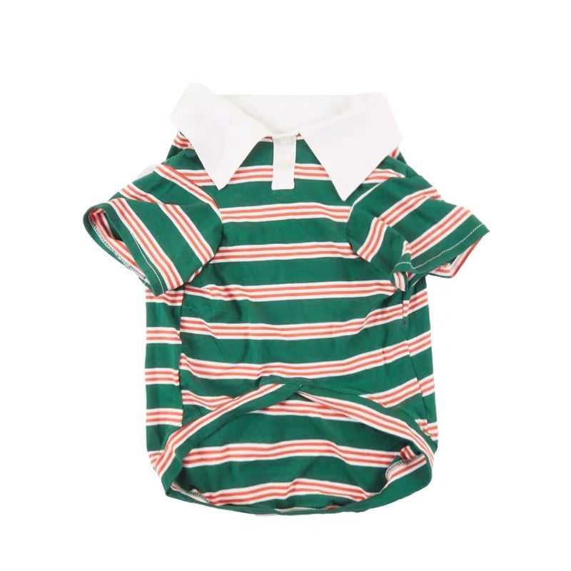 HKM-002707 Casual Cotton T-Shirt for Dogs - Summer POLO Style in Blue, Yellow, and Green