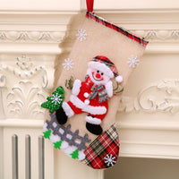 HKM-002707 Medium Linen Christmas Socks Gift Bag for Holiday Decor, 23x16cm
