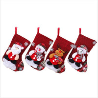 HKM-002707 Medium Linen Christmas Socks Gift Bag for Holiday Decor, 23x16cm