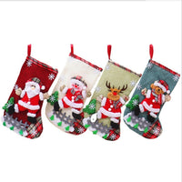 HKM-002707 Medium Linen Christmas Socks Gift Bag for Holiday Decor, 23x16cm