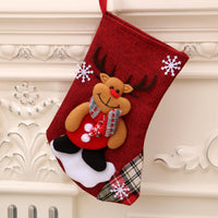 HKM-002707 Medium Linen Christmas Socks Gift Bag for Holiday Decor, 23x16cm