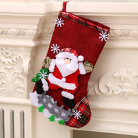 HKM-002707 Medium Linen Christmas Socks Gift Bag for Holiday Decor, 23x16cm