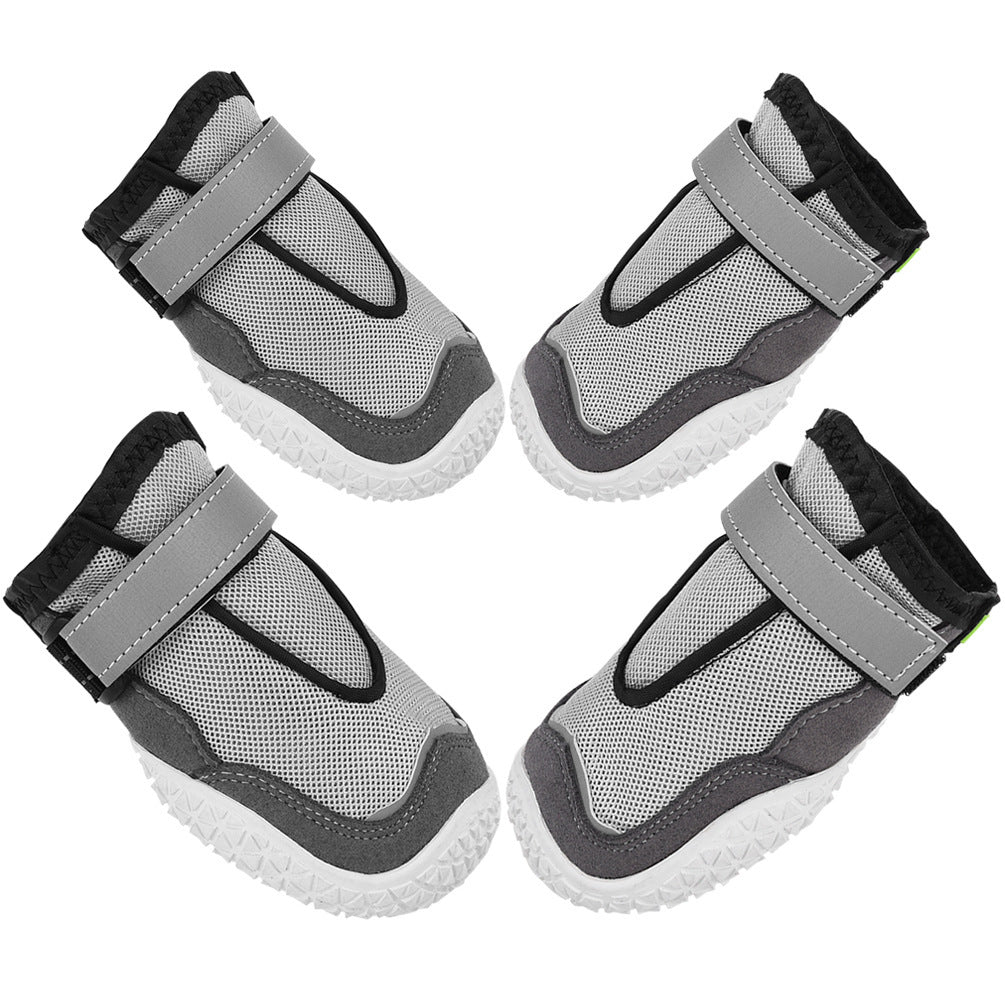 HKM-002963 Durable Breathable Dog Shoes with Reflective Tape and Rubber Outsole