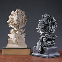 HKM-003027 Copper Lion Head Resin Ornament for Hallway and Office Decoration