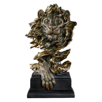 HKM-003027 Copper Lion Head Resin Ornament for Hallway and Office Decoration