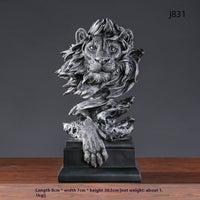 HKM-003027 Copper Lion Head Resin Ornament for Hallway and Office Decoration