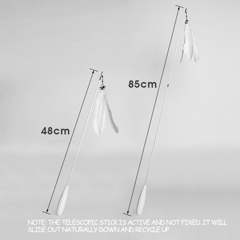 HKM-003027 Telescopic Cat Fishing Rod with Removable Bell Toy and Feather Attachment, 48-80cm