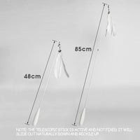 HKM-003027 Telescopic Cat Fishing Rod with Removable Bell Toy and Feather Attachment, 48-80cm
