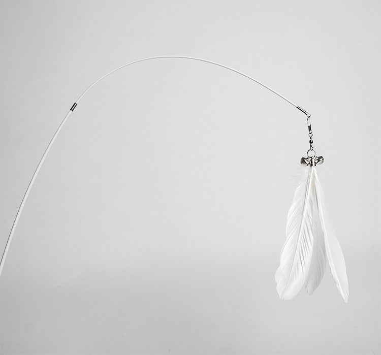 HKM-003027 Telescopic Cat Fishing Rod with Removable Bell Toy and Feather Attachment, 48-80cm