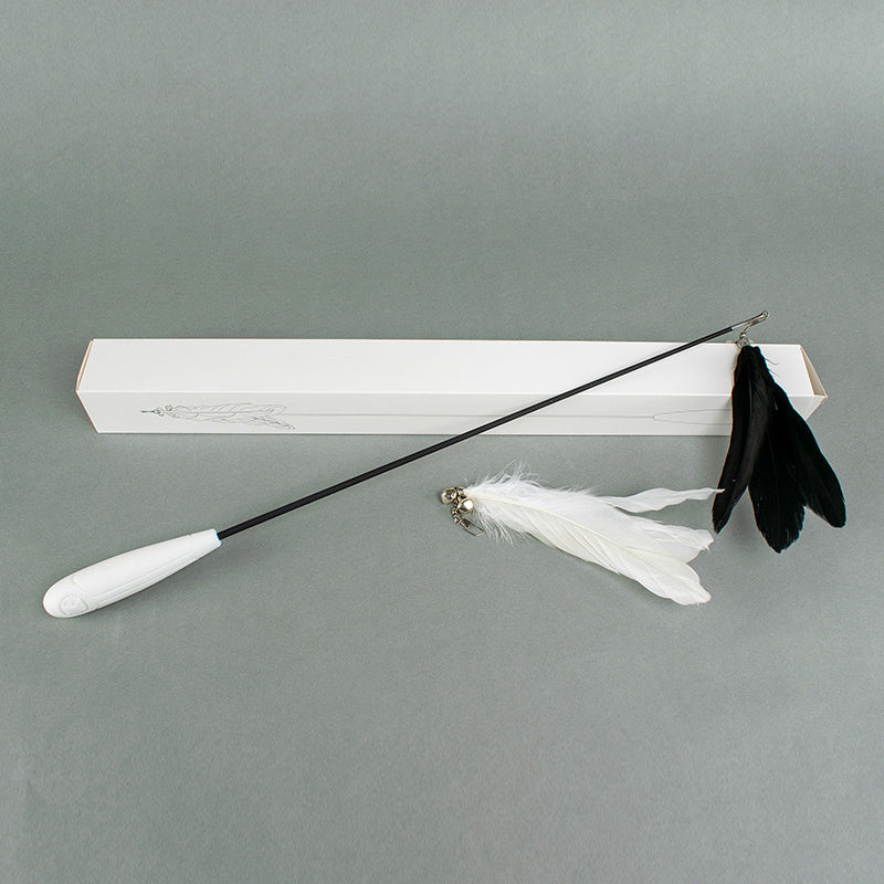 HKM-003027 Telescopic Cat Fishing Rod with Removable Bell Toy and Feather Attachment, 48-80cm