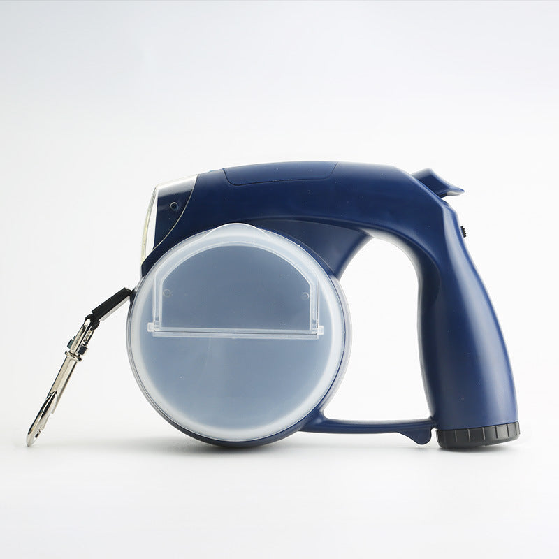 HKM-003091 16-Foot Retractable Dog Leash with Bag Dispenser, Flashlight, Snack Container, and Reflective Light