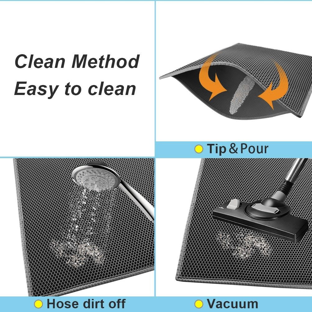 HKM-003091 Double Layer Honeycomb Waterproof Cat Litter Mat - Non-Slip and Easy to Clean Trap for Litter and Urine