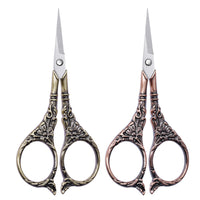 HKM-003091 Elegant Vintage Stainless Steel Scissors in Gold, Red Bronze, Green Bronze, and Silver