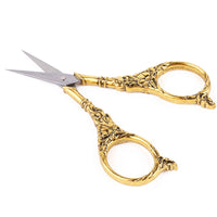 HKM-003091 Elegant Vintage Stainless Steel Scissors in Gold, Red Bronze, Green Bronze, and Silver