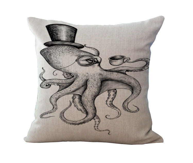 HKM-003091 Mr. Octopus Cartoon Cotton Pillow with Soft PP Filling