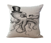 HKM-003091 Mr. Octopus Cartoon Cotton Pillow with Soft PP Filling
