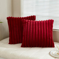 HKM-003155 Plush Vertical Bar Cushion Cover in Milky White and Assorted Colors, 45x45cm