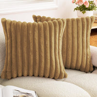 HKM-003155 Plush Vertical Bar Cushion Cover in Milky White and Assorted Colors, 45x45cm