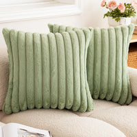 HKM-003155 Plush Vertical Bar Cushion Cover in Milky White and Assorted Colors, 45x45cm