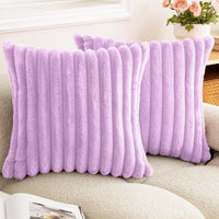 HKM-003155 Plush Vertical Bar Cushion Cover in Milky White and Assorted Colors, 45x45cm