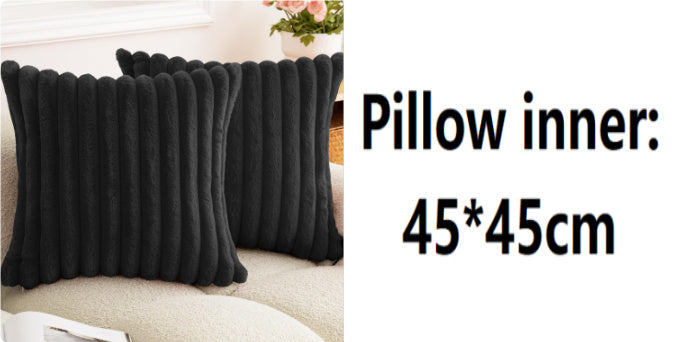 HKM-003155 Plush Vertical Bar Cushion Cover in Milky White and Assorted Colors, 45x45cm