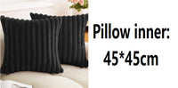 HKM-003155 Plush Vertical Bar Cushion Cover in Milky White and Assorted Colors, 45x45cm
