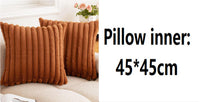 HKM-003155 Plush Vertical Bar Cushion Cover in Milky White and Assorted Colors, 45x45cm