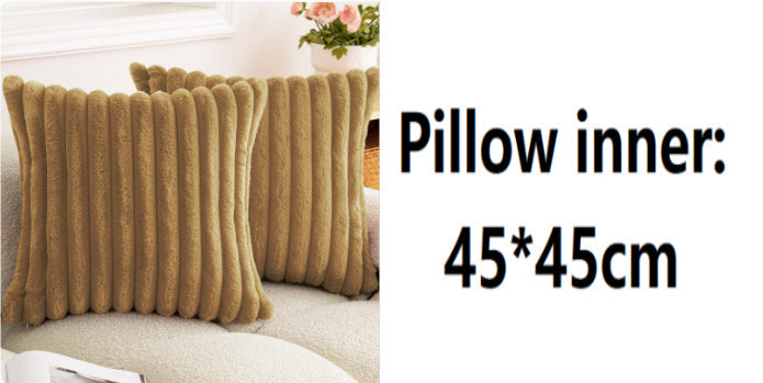 HKM-003155 Plush Vertical Bar Cushion Cover in Milky White and Assorted Colors, 45x45cm