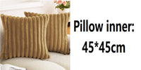 HKM-003155 Plush Vertical Bar Cushion Cover in Milky White and Assorted Colors, 45x45cm