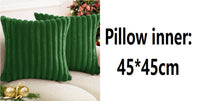 HKM-003155 Plush Vertical Bar Cushion Cover in Milky White and Assorted Colors, 45x45cm