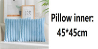 HKM-003155 Plush Vertical Bar Cushion Cover in Milky White and Assorted Colors, 45x45cm