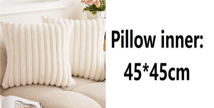 HKM-003155 Plush Vertical Bar Cushion Cover in Milky White and Assorted Colors, 45x45cm