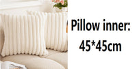 HKM-003155 Plush Vertical Bar Cushion Cover in Milky White and Assorted Colors, 45x45cm