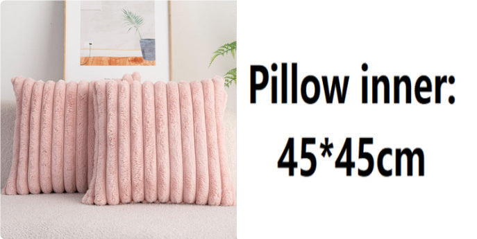 HKM-003155 Plush Vertical Bar Cushion Cover in Milky White and Assorted Colors, 45x45cm