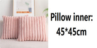 HKM-003155 Plush Vertical Bar Cushion Cover in Milky White and Assorted Colors, 45x45cm