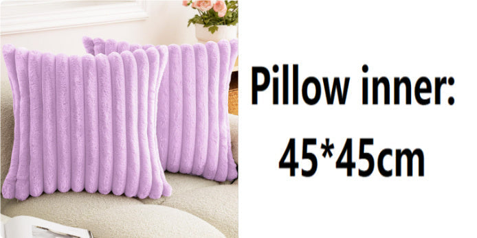 HKM-003155 Plush Vertical Bar Cushion Cover in Milky White and Assorted Colors, 45x45cm