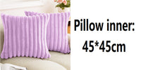 HKM-003155 Plush Vertical Bar Cushion Cover in Milky White and Assorted Colors, 45x45cm
