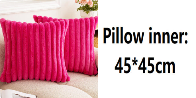 HKM-003155 Plush Vertical Bar Cushion Cover in Milky White and Assorted Colors, 45x45cm